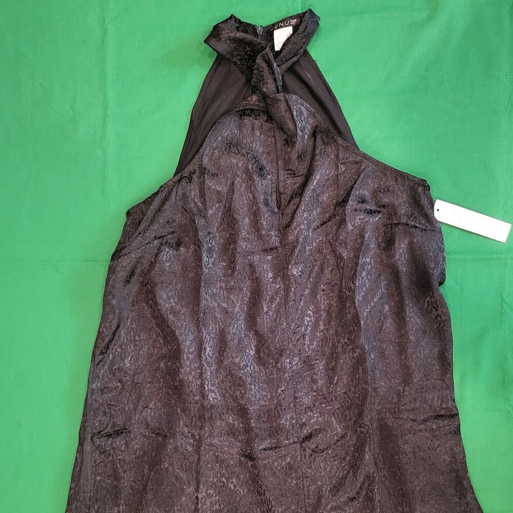 VENUS Black Twist Halter Midi Dress Small Keyhole‎ Neck Cocktail Boho Retro NWT